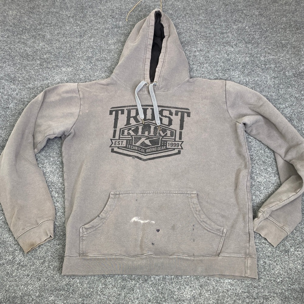 Klim Technical Riding Gear Mens Pullover Hoodie Gray Graphic Sweatshirt Large